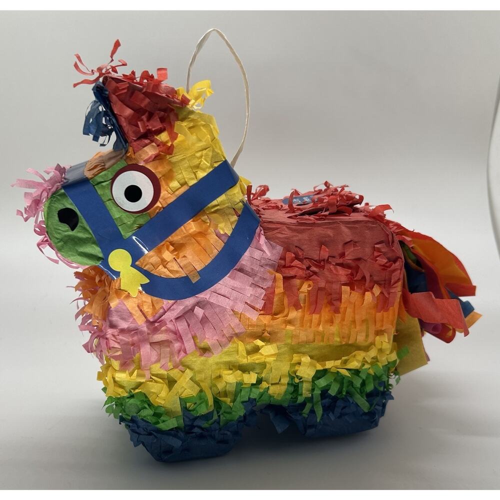 Mini Rainbow Donkey Piñata Birthday Party Kids Decor Luau Vibrant Colors